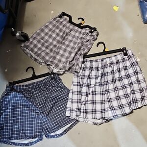 Set of Three Plaid and Checkered Shorts